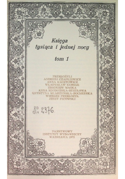 Księga tysiąca i jednej nocy Tom 1