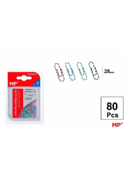 Spinacz biurowy 28mm 80szt kolorowe paski