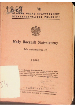 Mały rocznik Statystyczny, 1933 r.