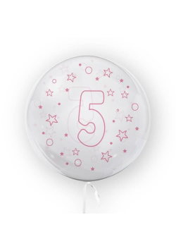 Balon 45cm Gwiazdki cyfra 5 różowy TUBAN