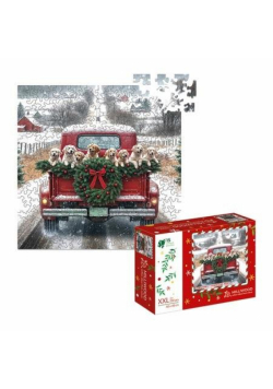 Puzzle drewniane Christmas Traveling Dogs