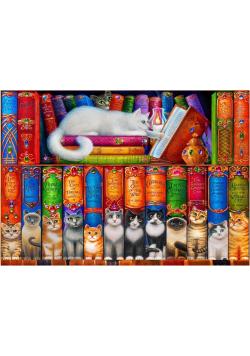 Puzzle 1000 Półka pełna kotów