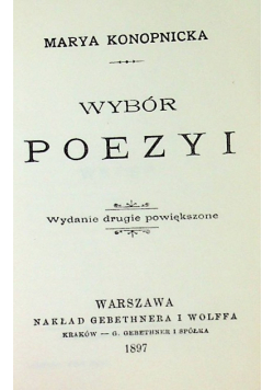 Konopnicka Wybór Poezyi