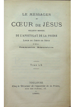 Le messager du Coeur de Jesus Tom LX 1891 r.