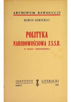 Polityka Narodowościowa Z.S.S.R.