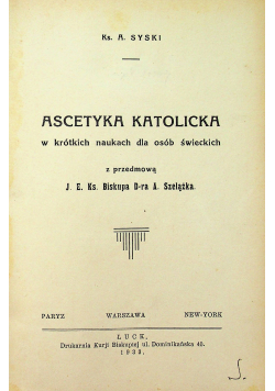 Ascetyka katolicka 1933 r.