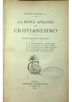 La nuova apologia Christianesimo 1905r