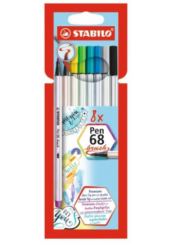 Flamastry Pen 68 brush 8 kolorów STABILO
