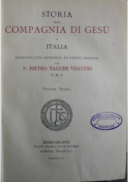 Storia della compagnia di gesu in Italia 1910 r.