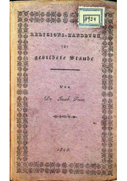 Handbuch der Religions Wissensghaft  fur die Kandidaten der Philosophie 1828 r.