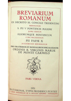 Breviarium Romanum Pars Verna 1931 r.