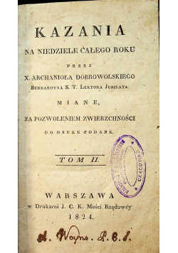 Kazania na niedziele całego roku 1824 r.