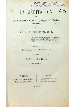 La meditation tome deuxieme 1865 r