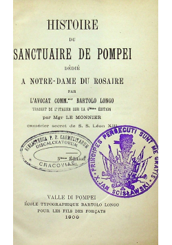 Histoire du sanctuaire de popei 1900 r.