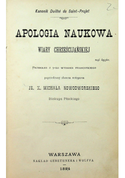 Apologia naukowa wiary chrześcijańskiej 1894 r.