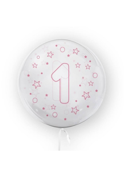 Balon 45cm Gwiazdki cyfra 1 różowy TUBAN