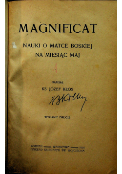 Magnificat  nauki o matce Boskiej na miesiąc maj  1919 r
