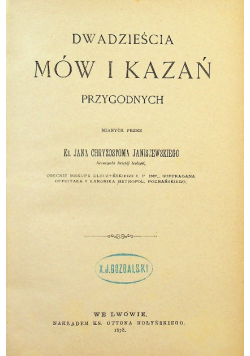 Dwadzieścia mów i kazań przygodnych 1878 r.