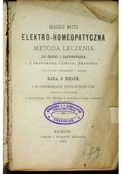 Elektro homeopatyczna metoda leczenia 1878 r