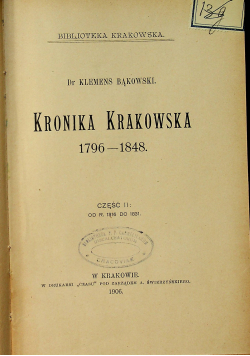 Kronika Krakowska 1796-1848  1906 r.