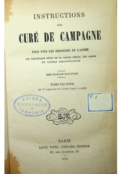 Instructions dun cure de campagne I 1878 r