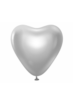 Balony B&C platynowe srebrne serca 30.5cm 6szt