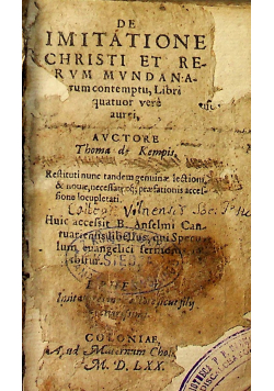 De Imitatione Christi 1570 r.