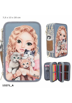 Piórnik 3-komorowy z wyposażeniem Top Model Cat Love 13271A
