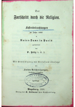Fortfchritt burch die religion