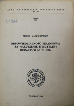 Odpowiedzialność finansowa za naruszenie dyscypliny budżetowej w PRL nr 93