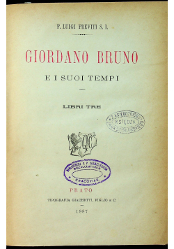 Giordano Bruno Libri Tre 1887 r.