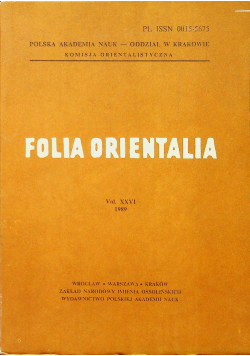 Folia Orientalia Vol XXVI