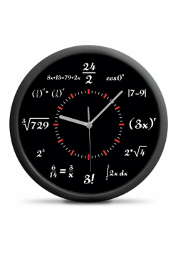 Zegar ścienny z działaniami matematycznymi