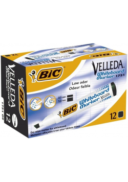 Marker Velleda ścięty czarny 1751 (12szt) BIC