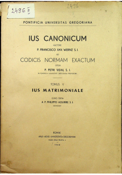 Ius Canonicum Tomus V 1946 r.