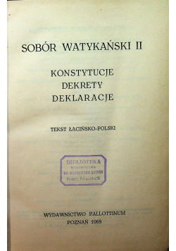 Sobór Watykański II Konstytucje Dekrety Deklaracje
