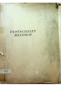 Festschrift meinhof 1927 r
