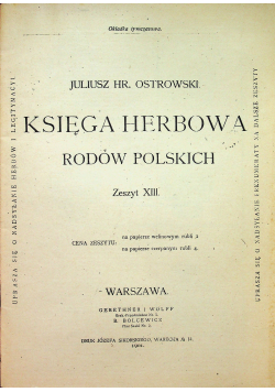 Księga herbowa rodów polskich Zeszyt XIII 1901 r