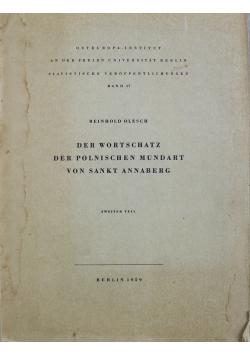 Der Wortschatz der polnischen Mundart von Sankt Annaberg