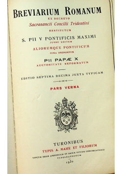 Breviarium Romanum Pars Verna 1930 r