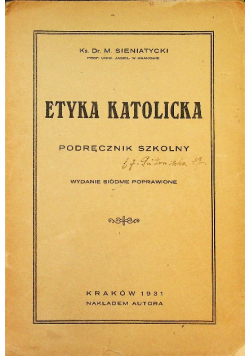Etyka Katolicka Podręcznik 1931 r.