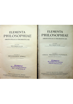 Elementa philosophiae tom 1 i 2 1921 r.