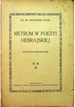 Metrum w Poezyi Hebrajskiej 1916 r.