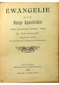 Ewangelie Dzieje Apostolskie 1908 r