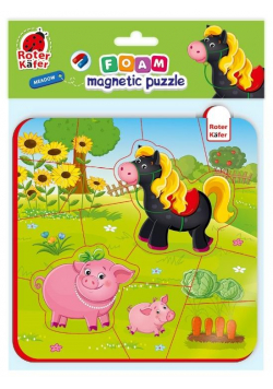 Piankowe puzzle magnetyczne. Koń i świnki
