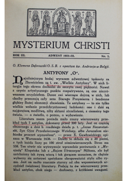 Mysterium Christi 8 Numerów 1931 r.