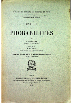 Calcul des probabilités 1912 r.