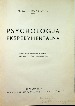 Psychologia eksperymentalna 1933 r.
