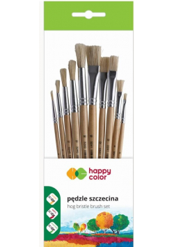 Zestaw pędzli szkolnych szczecina mix 10szt