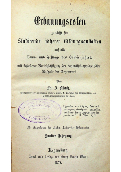 Frbauungsreden zunachst fur Studirende hoherer Bildungsanstalten 2 1879 r.